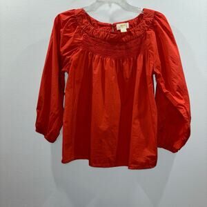 Maeve Anthropologie Jessie Smocked Swing Blouse Size XS